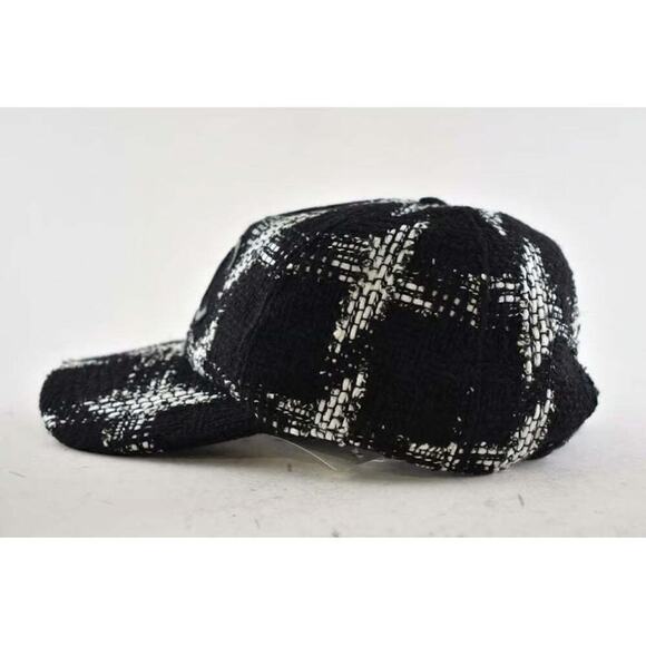 Chanel REV Black White Tweed Check CC Logo Baseball Cap Curved Peak Hat L Large main image 4